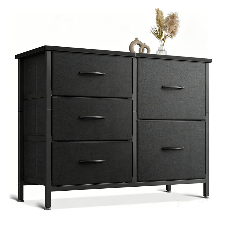 78 cm W Chest of 5 Drawers, Black