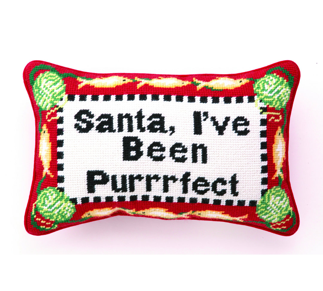 Cat Purrrfect Needlepoint Petite Holiday Throw Pillow Peking Handicraft