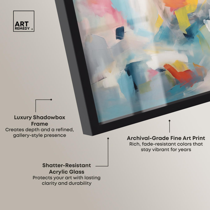 Radiant Dusk I Shadowbox Print Bright Decor par Art Remedy, H 25 po x l 31 po, Noir