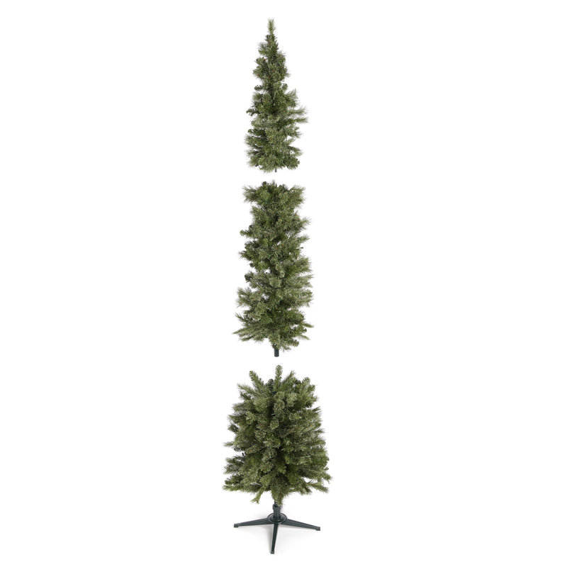 Home Heritage 9 Foot Pre-Lit Artificial Stanley Pencil Christmas Tree With Stand