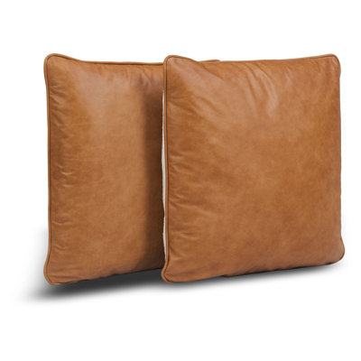 Dobla Throw Pillow Leather Front / Fabric Back