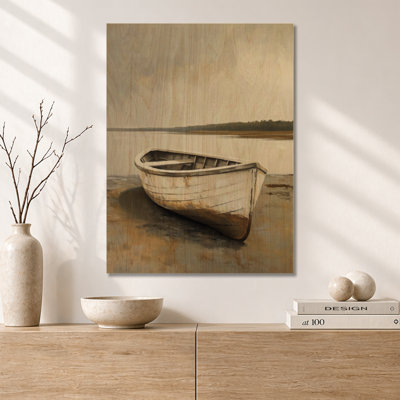 Barque de rivage patinée - Décoration murale en bois gris de style côtier