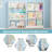  Wall-Mounted Floating Bookshelf, 5-Tier Adjustable Shelf with Metal Guards and Hooks, Stackable Modular Design-1480881682