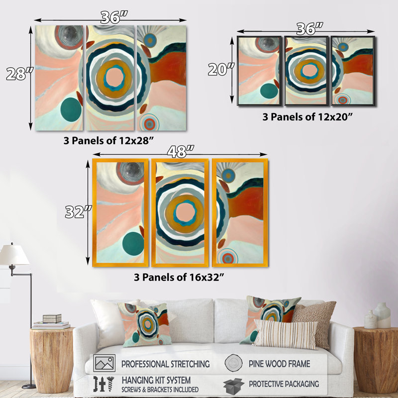 Mystic Terra Rosa Wisdom VI - 3 pièces sur toile, Toile encadrée noire, H 32 po x l 48 po x P 1 po