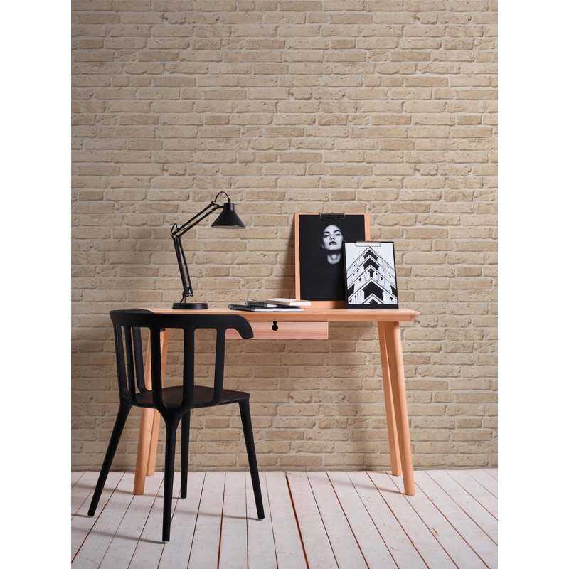 Bricks and More Colelction Weathered Brick Walls Wallpaper Roll, Cream