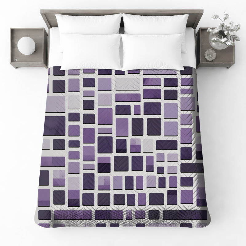 Couvre-lit matelassé mauve à motif mosaïque rectangulaire toutes tailles, King