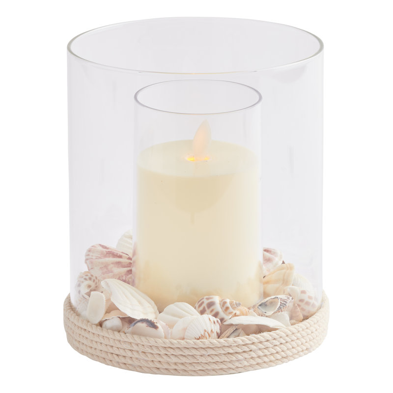 7" H Glass and Metal Hurricane Candle Holder