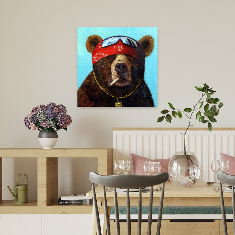 Art contemporain demi-cuit ours, H 18 po x l 18 po