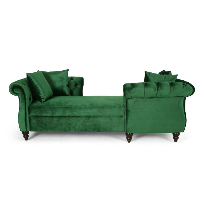 Chaise longue capitonnée à deux accoudoirs, Vert