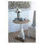 Table d'appoint ronde 22,5 po en blanc et brun, table d'appoint style campagne française avec finition en bois de sapin