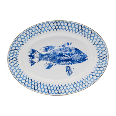 Golden Rabbit Enamelware Fish Camp Oval Platter