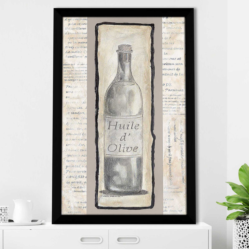 " Huile D' Olive ", Black Framed, 39.5" H x 27.5" W x 0.75" D