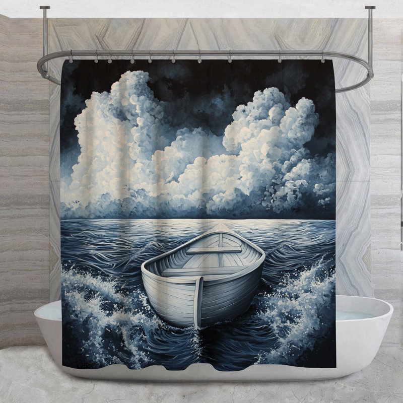 Rideau de douche à rames - Décoration de salle de bain transport Coastal Beach, H 84 po x l 70 po