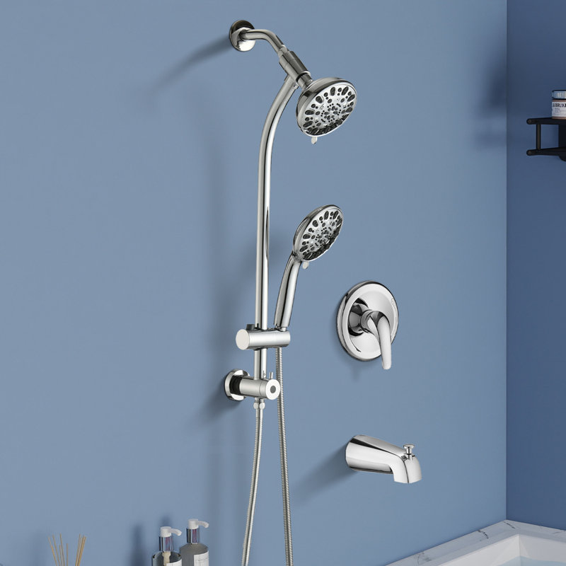 Pomme de douche à pluie murale 5 pouces avec douche à main et remplisseur multifonction Topcraft, Chrome chrome