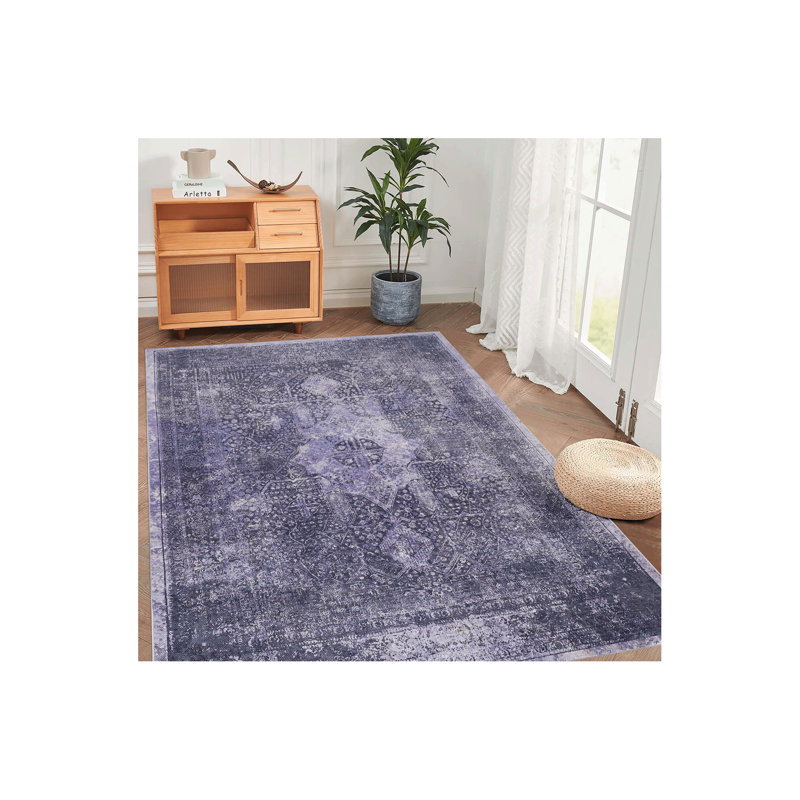 Anthracite Washable Rug 5X8 Area Rug (5' X 8'), Rectangle 5' x 8'