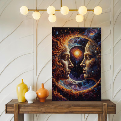 Cosmic Faces Canvassurreal Connection In Universe Of Stars And Nebulae Canvas Wall Art Ready To Hang Gallery Wrapped Home Decor Decor
