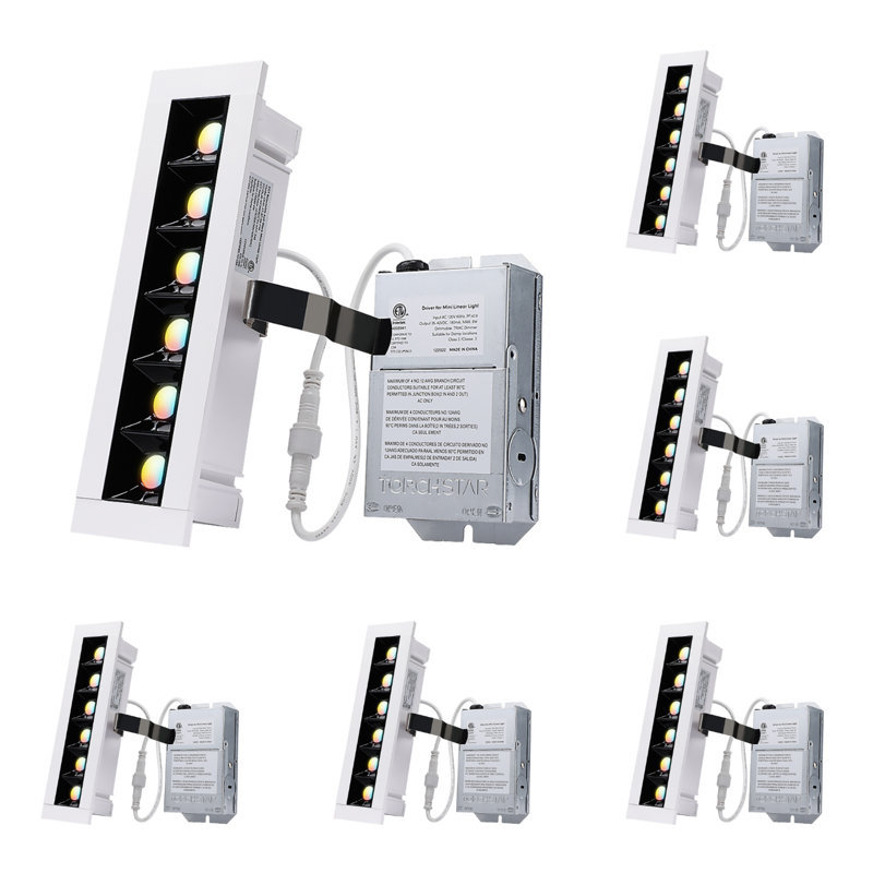 Lumière linéaire encastrée à DEL 5 cct à intensité variable avec boîte en J, grille antireflet
