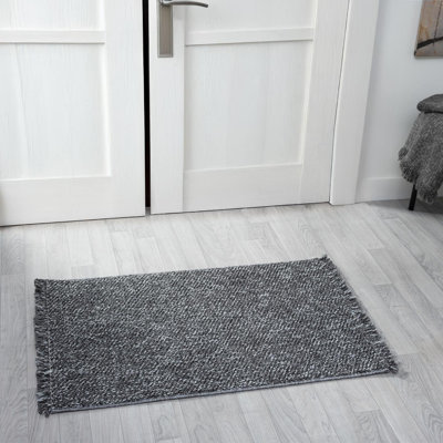 Textured Fringed Area Rug