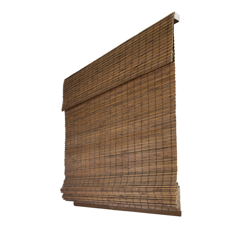 Cordless Light Filtering Bamboo Roman Shade, 27"W x 64"L