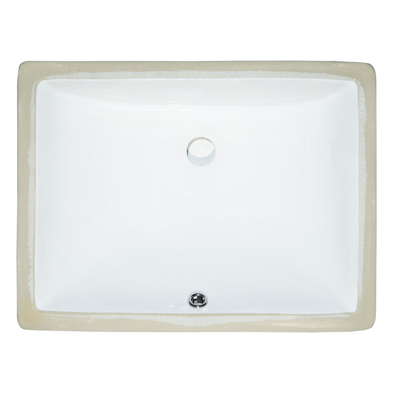 20 in. x 15 in. White Porcelain Rectangular Undermount Bathroom Vanity Sink
