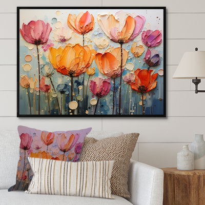 Collage de tulipes jaunes et rouges sur toile