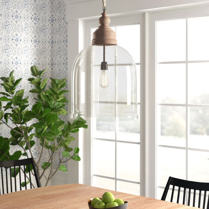 Luminaire suspendu en forme de cloche à 1 lumière avec accents de corde Bridgit, H 94 po x l 16,5 po x P 16,5 po