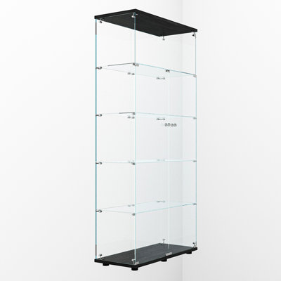 Vitrine en verre trempé, Liquorcabinet, Storagecabinet, Filecabinet, avec lumières paipai, avec serrures, fond équipé de pieds réglables, convient aux inégales, salon chambre, couloir, bureau, noir