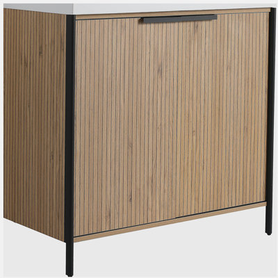 Meuble-lavabo autoportant de 36 pouces avec lavabo en résine et 2 portes d'armoire à fermeture en douceur