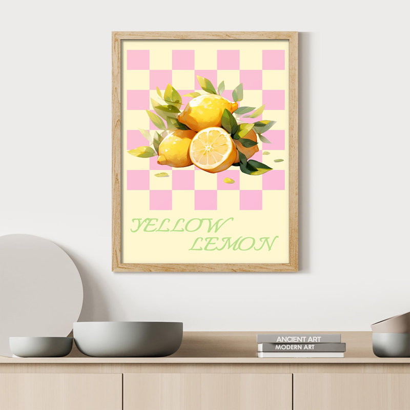 «Table de pique-nique à motif d'agrumes citronnés» sur papier, H 10 po x l 8 po, Naturel