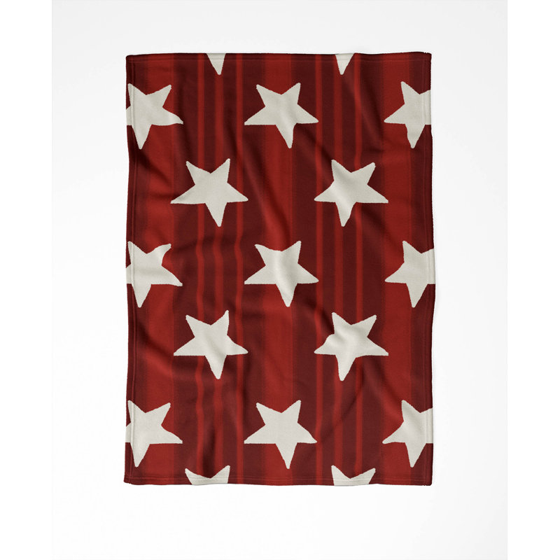 Couverture en velours de velours de coton vison Stars & Stripes, L 80 po x l 60 po, Rouge