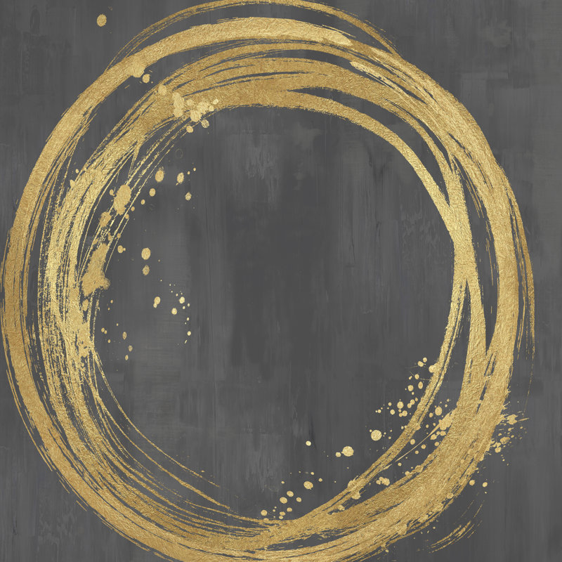 Grey And Gold Circle Abstract 1 by Natalie Harris - Wrapped Canvas Print, 51cm H x 51cm W