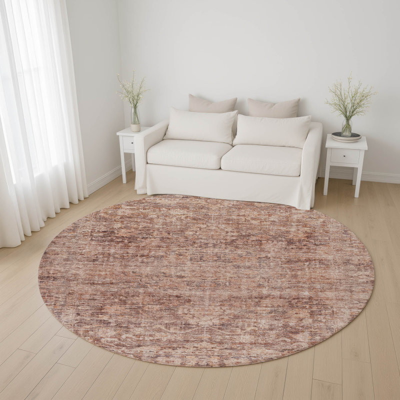 Premium Machine Washable Lubbers AMF1744 Global Rug, Round 8'