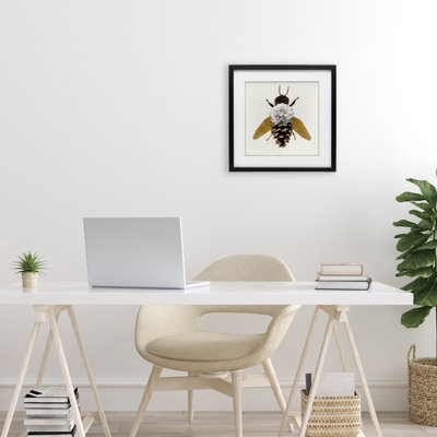 Nature Constructed Bee Framed Print Under Glass, design by Sasha
