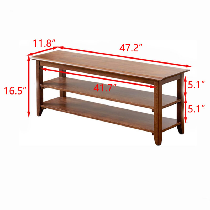 Rustic Solid Wood Entryway Bench, Brown