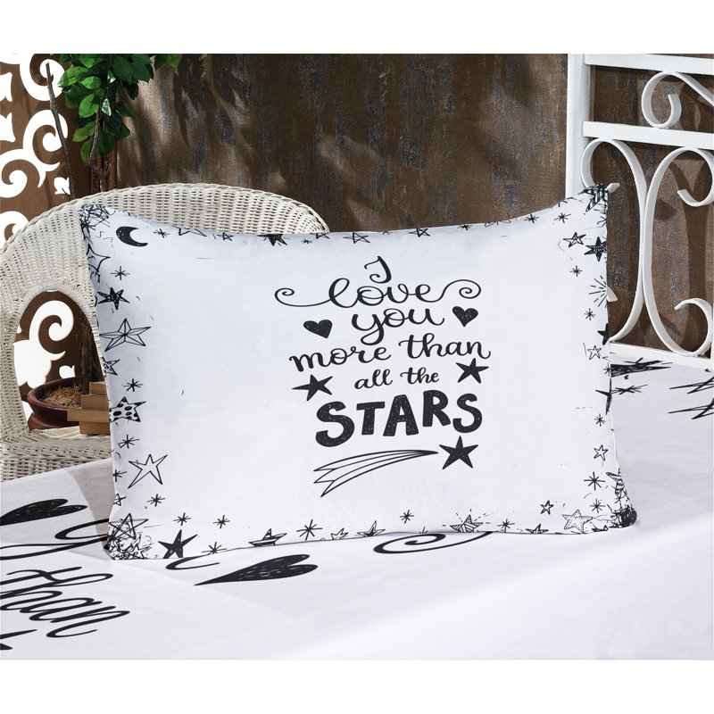 Drap-housse et coussin décoratif Ambesonne I Love You, gris anthracite blanc