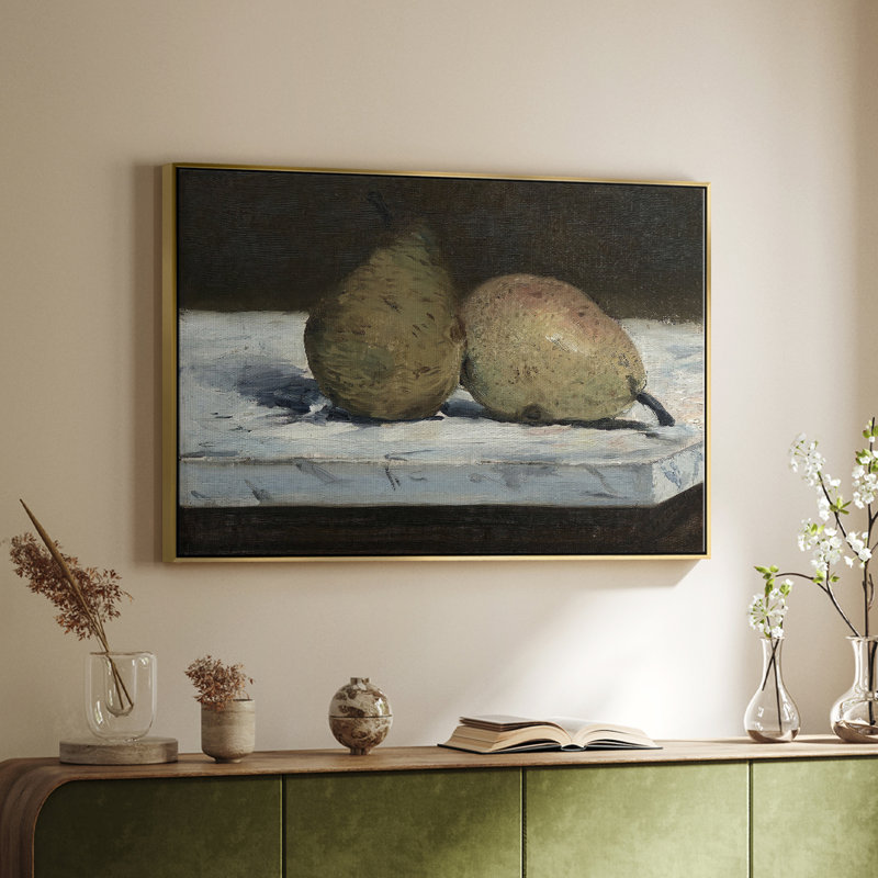 Botanique rétro - III, Toile encadrée noyer flottant, 27" H x 41" W x 2" D