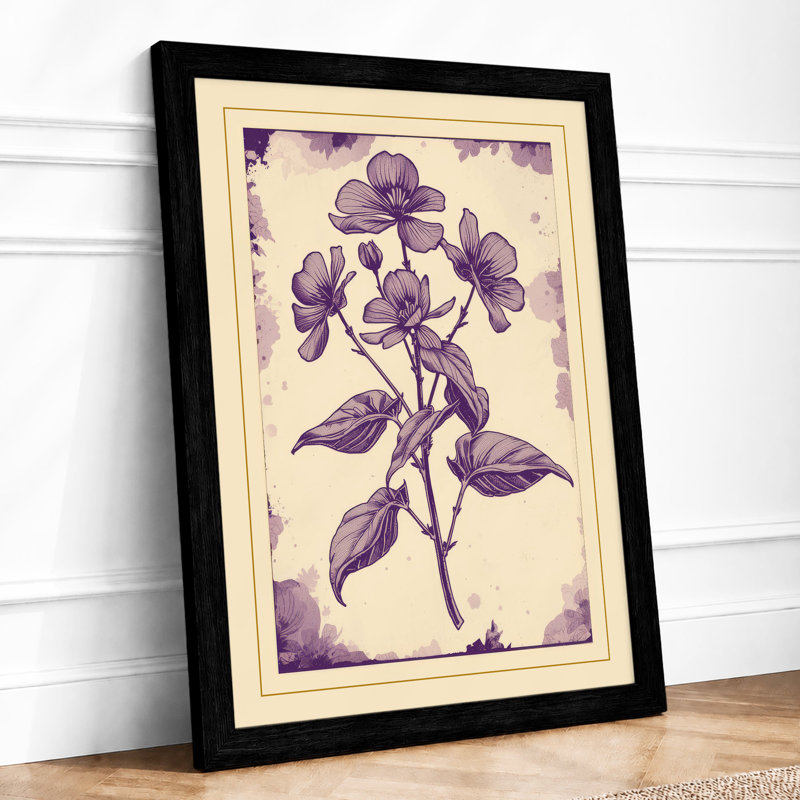 Purple Bloom Study Botanical - Framed Print, A1 - 84.1 x 59.4 cm, Black