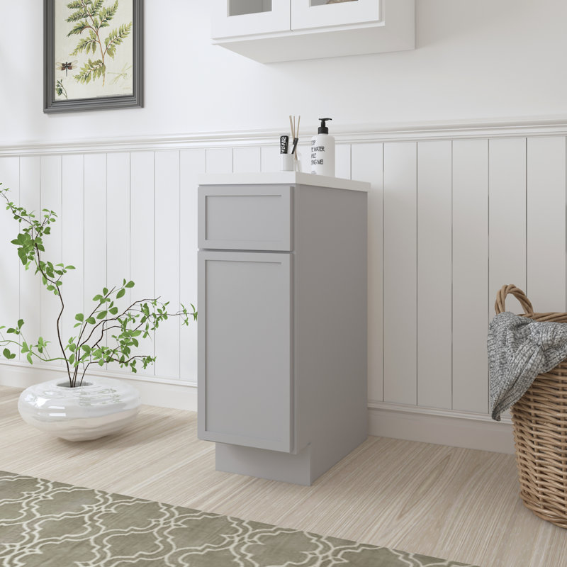 12" W Birch Plywood Freestanding Single Base Storage Cabinet, Gray