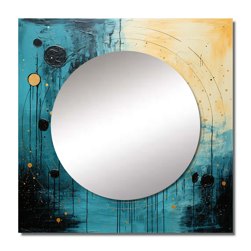 Demaya - Grand miroir mural carré abstrait à collage pour chambre, 36 po x 36 po