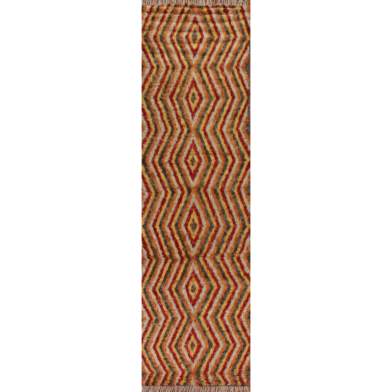 One-of-a-Kind 3'1" X 12'7" New Age Runner Wool Area Rug in