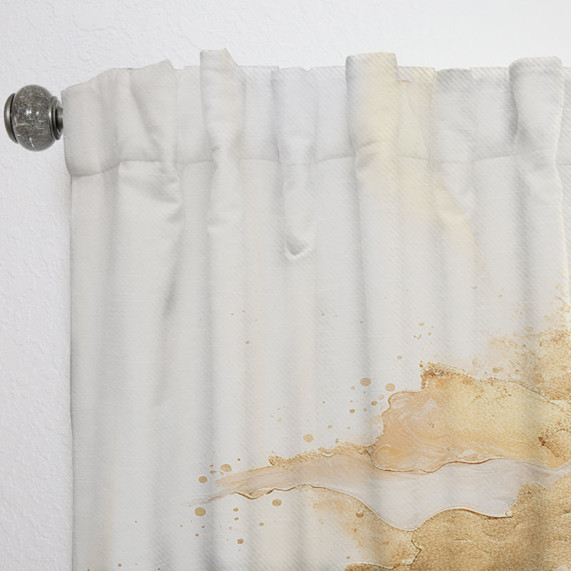 Tunxis - Minimalisme gracieux - art discret beige et doré - rideau en velours moderne - obscurcissant - 1 panneau