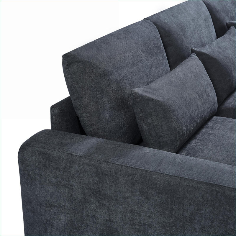 Canapé modulaire, canapé de salle à manger en forme de L à 5 places réversible pour salon | Gris foncé | Chenille