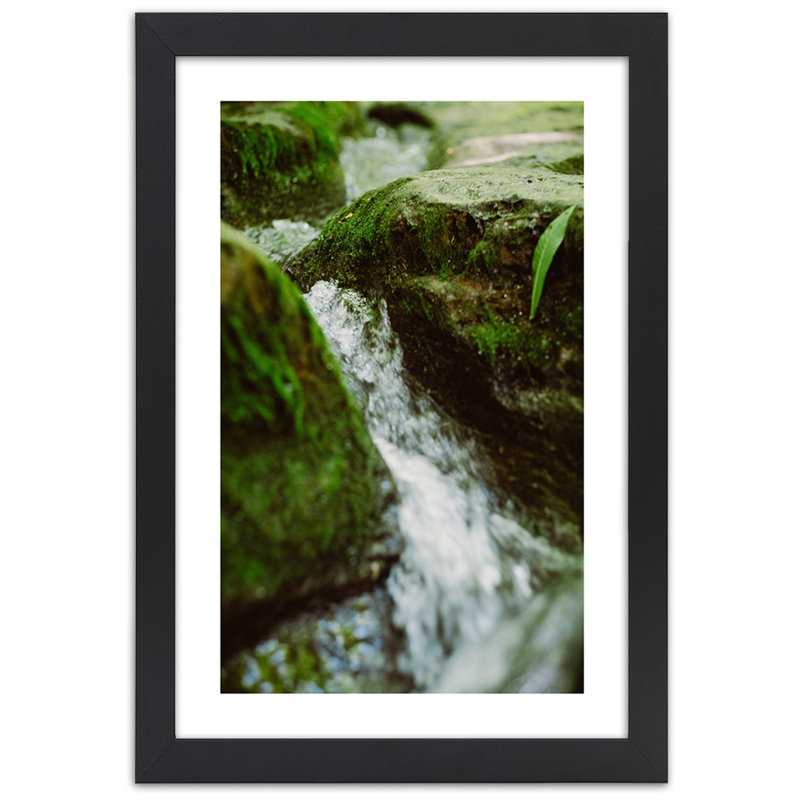 River - Single Picture Frame Print, 100cm H x 70cm W, Black