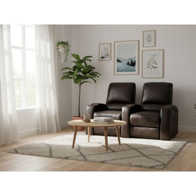 Upholstered Home Theater Seating with Cup Holder