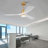 Indoor Ceiling Fan With Dimmable LED Light 3 Solid Wood Blades Remote Control Reversible DC Motor