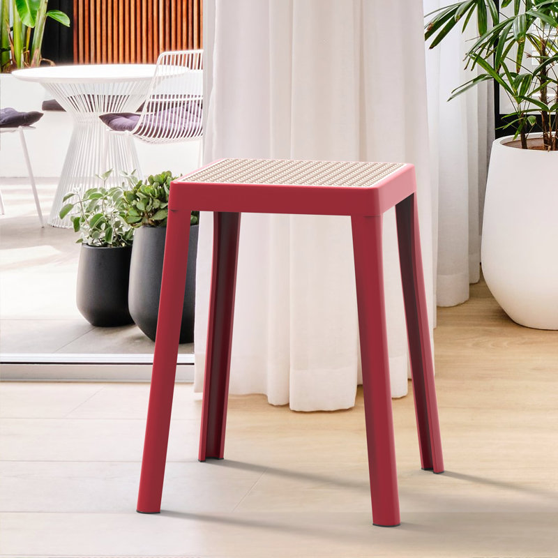 Tabouret carré en plastique empilable Dantoni, Rouge