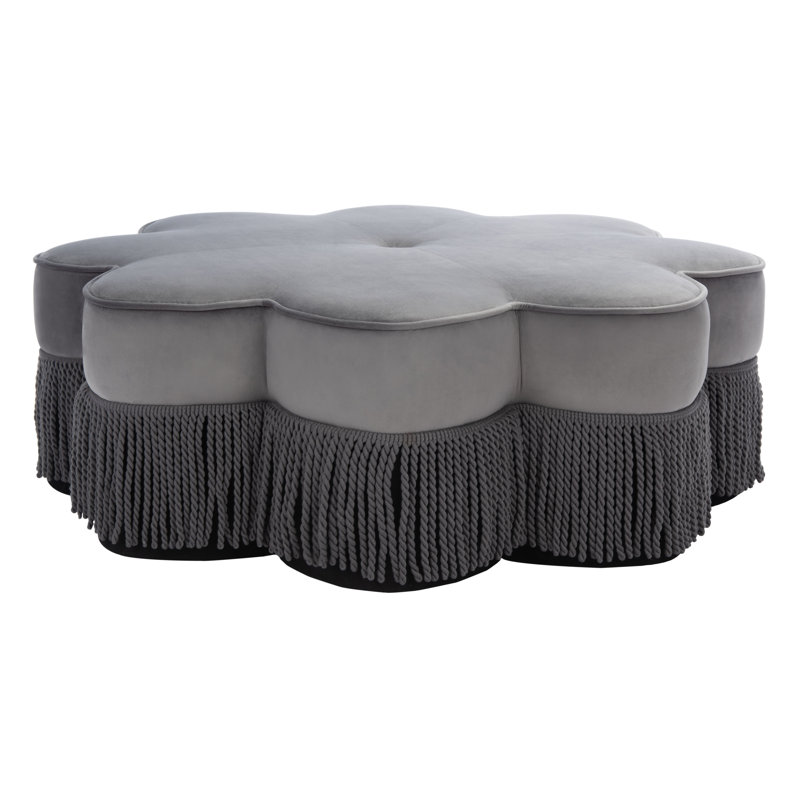 Tanith 99.06cm Wide Velvet Tufted Novelty Solid Colour Pouffe Ottoman, Dark Grey