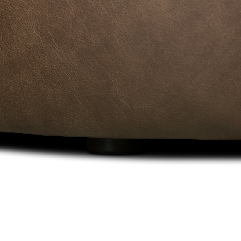 Ascot Full-Grain Genuine Italian Leather Ottoman, Cocoa Brown