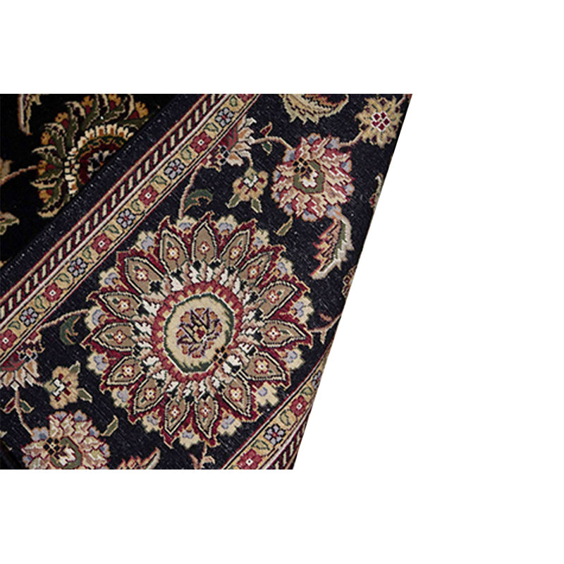 Tapis oriental noir en laine noué à la main Manchuria