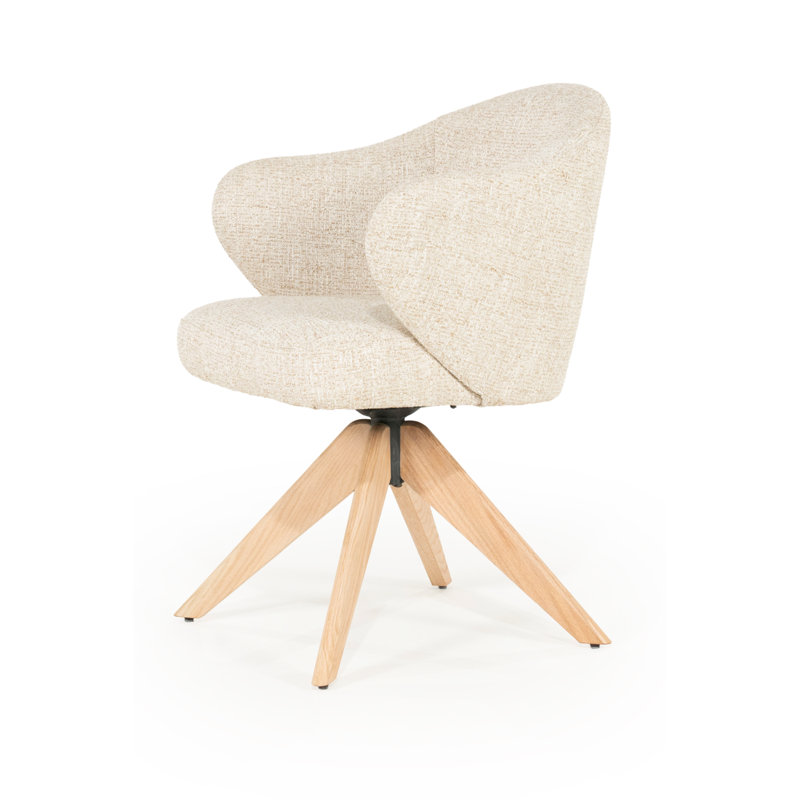 Connor Oak Accent Chair, Beige